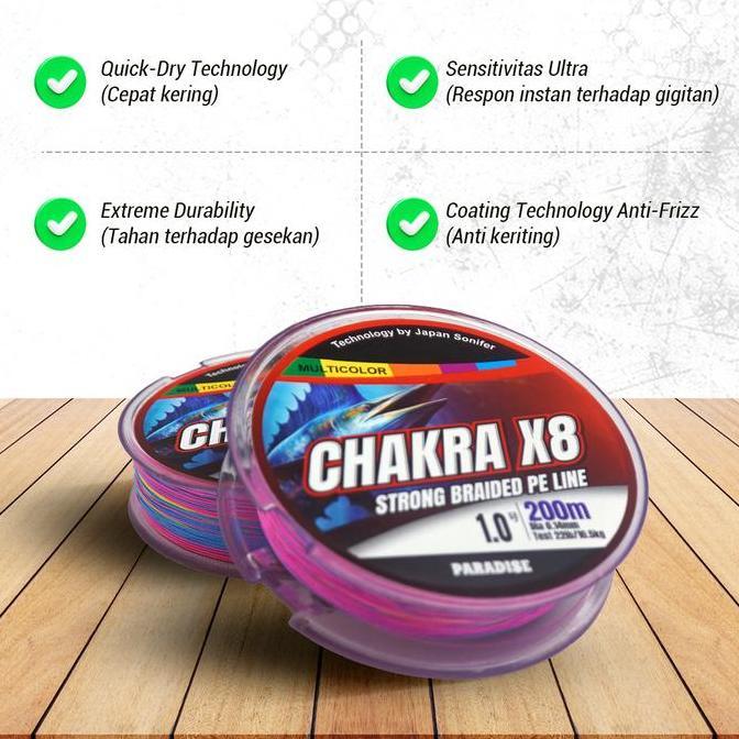 TERBARU - Paradise - Senar Pancing Paradise Chakra X8 150m / 200m / 300m + Leader Fluorocarbon Chakr