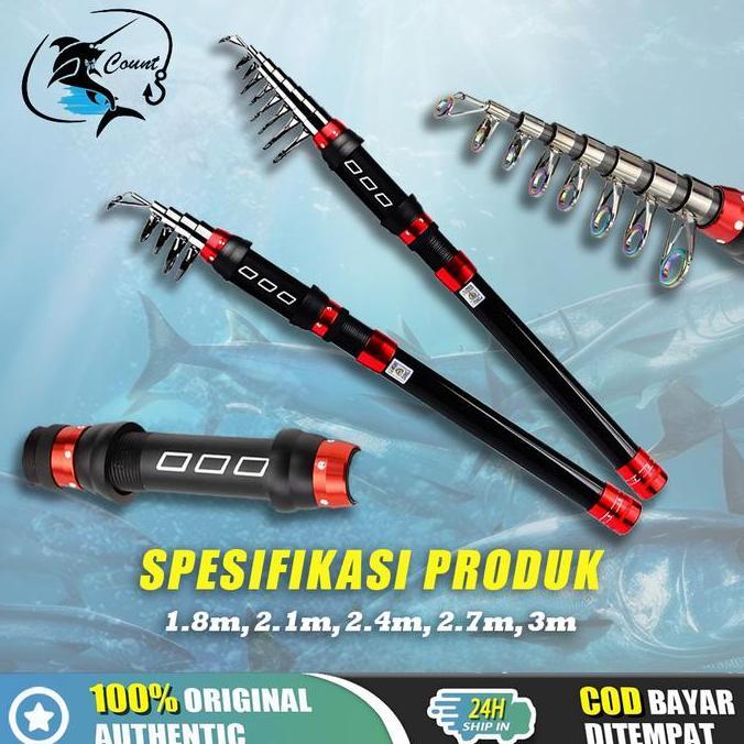 NEW Joran Pancing 1.8M / 2.1M / 2.4M / 2.7M / 3M / Joran Pancing Dengan Bahan Serat Karbon Joran Pan