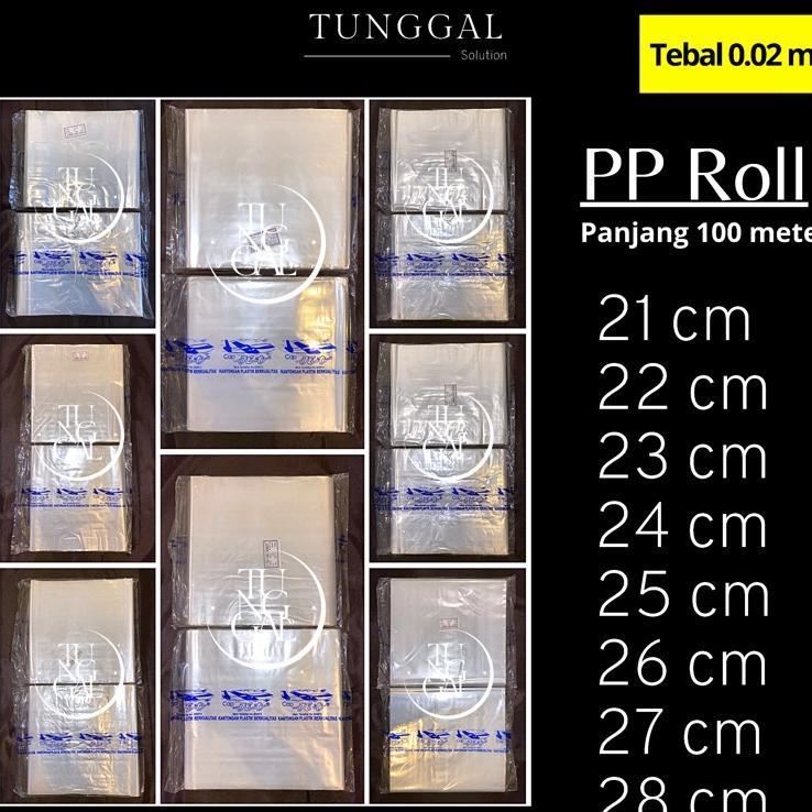 Plastik Pp Roll Cap Jet - Panjang 100 Meter, Tebal 0.02 Mm. Plastik Transparan Bening; Plastik Roll 