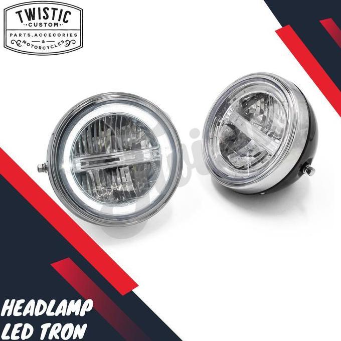 Headlamp Lampu Depan LED Daymaker Tron Motor Custom Universal