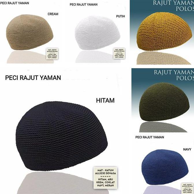 Clothes- Peci Yaman Peci Rajut Yaman Polos Sulam Tangan Peci Rajut Bahan Katun