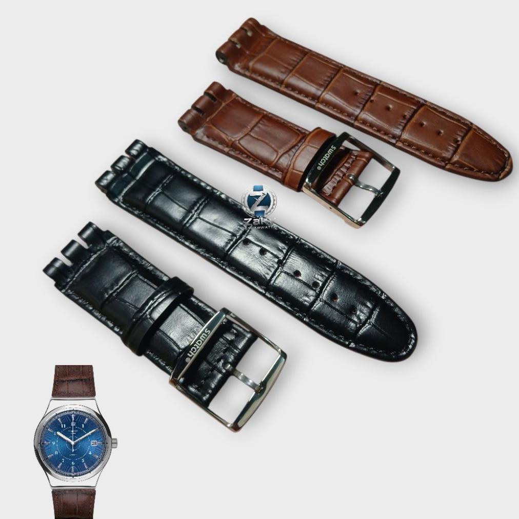 Strap Tali Jam Tangan Swatch Kulit 21mm,23mm Swatch Leather Strap aksesoris jam