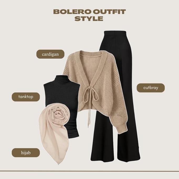 TAMPIL MODIS  One Set Wanita Kekinian | Cardigan Rajut - Cutbray - Tanktop - Hijab | OOTD Korean Sty