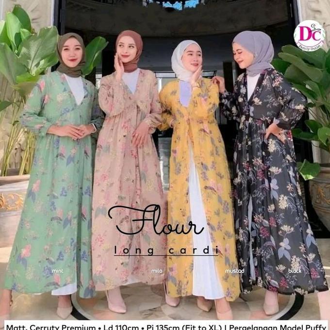 TAMPIL MODIS  Flour Long Cardy Outer Ceruty Premium Motif Bunga Cardigan TAMPIL MODIS 