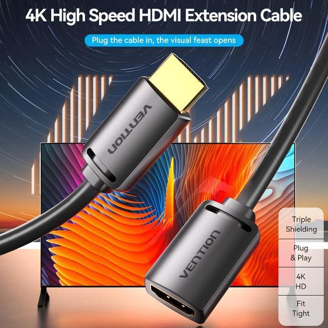Cod,Bisa- Vention Kabel Perpanjangan Hdmi Male To Female Extension