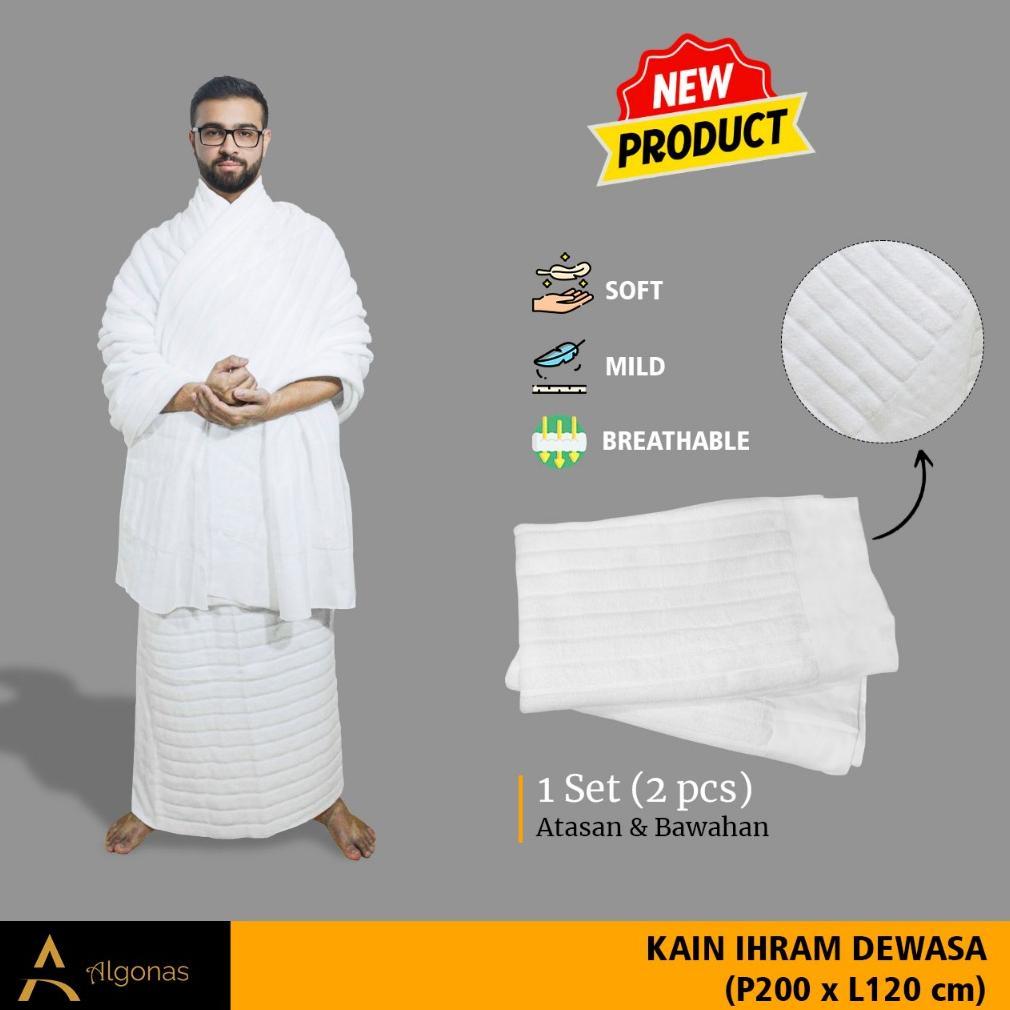 Kain Ihram Pria Dewasa 1 Set Perlengkapan Umroh Haji 120X200