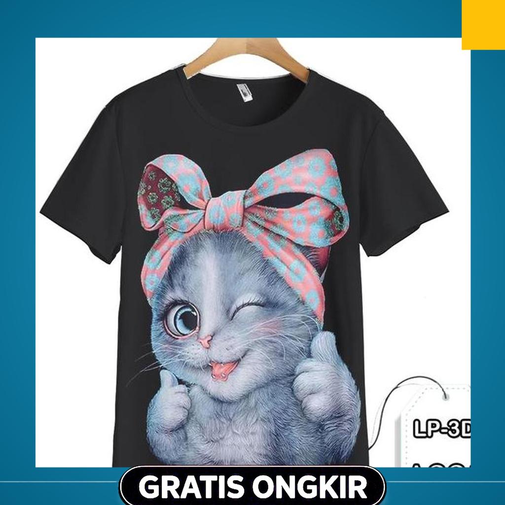 Baju Kucing Lucu Kaos Anak Gambar Kucing Printing 3D #Lp3D-A221 Fashion