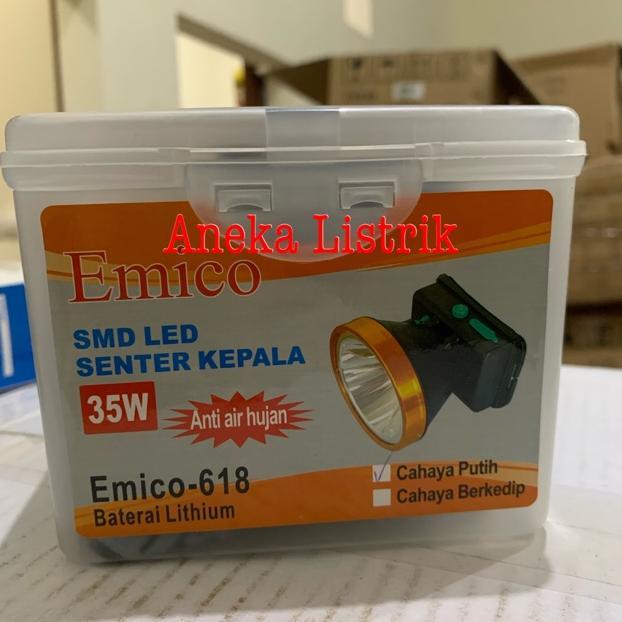 KAVELA SENTER KEPALA LED / HEAD LAMP 35W E-618 EMICO (WATER PROOF) KEPALA BESAR SALE