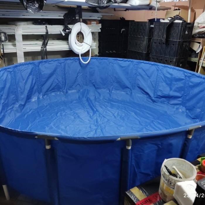 kolam VAT XXL karantina ikan koi D300 T80 Pulau Ratu Koi full set, dapat dilipat