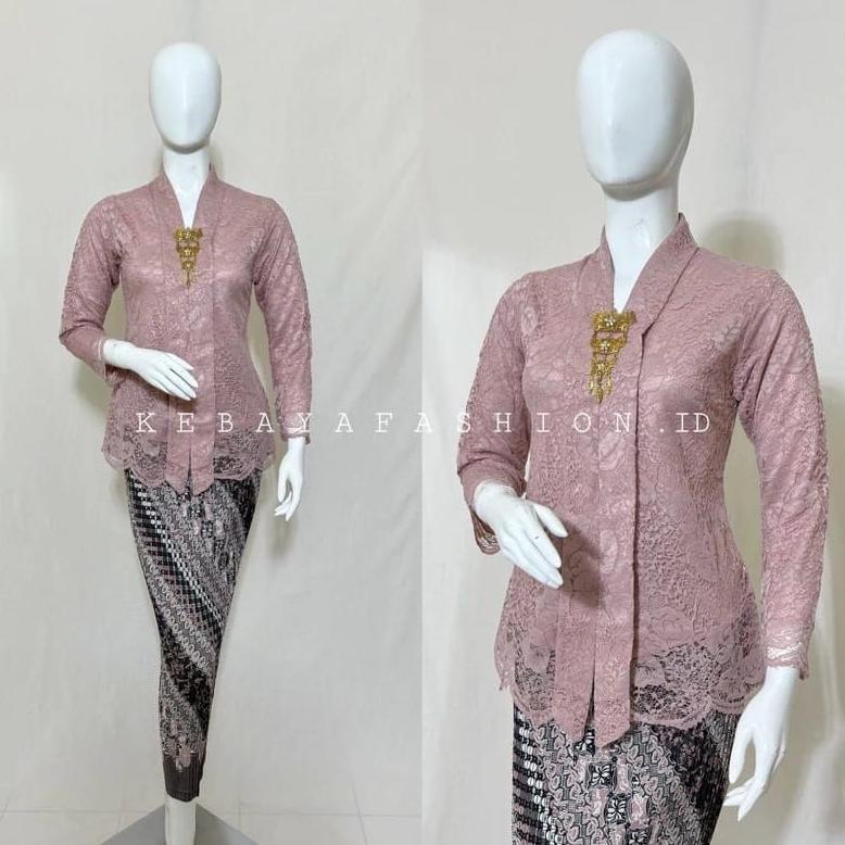 Premium Setelan Kebaya Floy Brokat Lengan Panjang / Baju Kebaya Kartini Wisuda Kondangan Modern / Ke