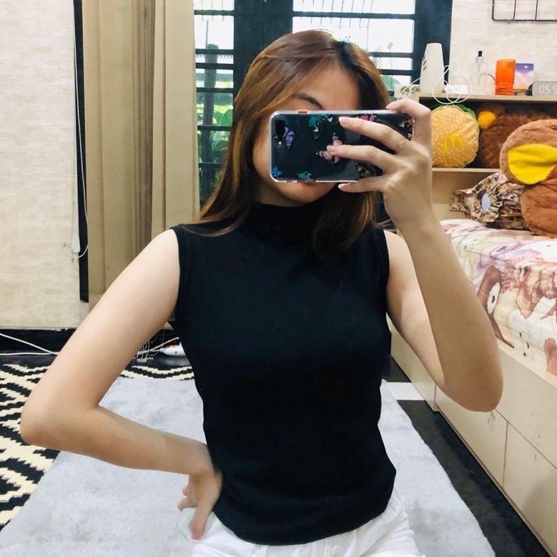 TURTLE NECK TANKTOP RAJUT WANITA TANK TOP KERAH TINGGI INNER  MANSET WANITA TERBARU