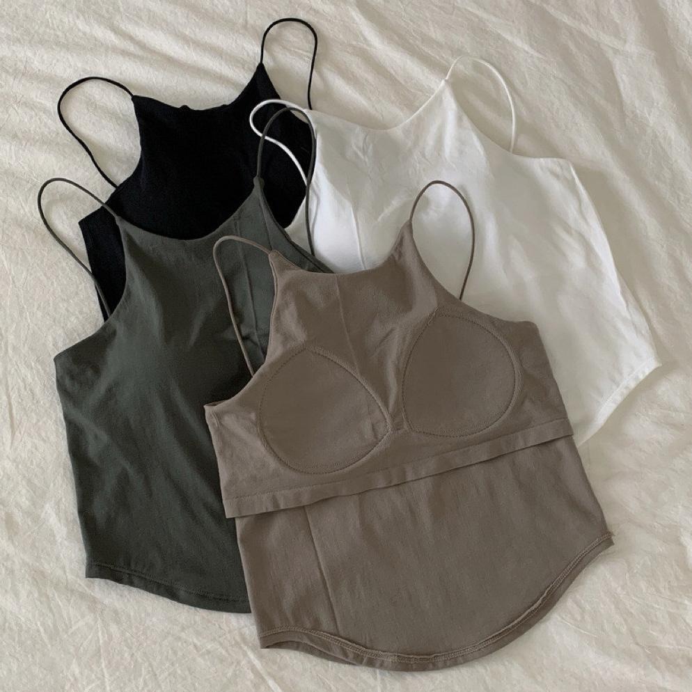 COD- Tanktop Wanita Tali Kecil Elastis Tanpa Kawat With Bra Cup Tanktop Stone Tanktop Wanita tali ke