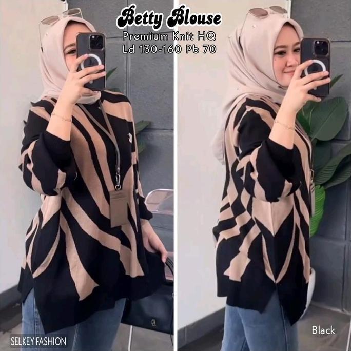 BELANJA SEKARANG Betty Blouse Rajut Jumbo Ld 120-150 Atasan Wanita Jumbo Terbaru Atasan Rajut Jumbo 