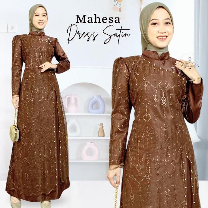DISKON MAHESA DRESS MAXI KONDANGAN GAUN PESTA REMAJA MIX BROKAT GAMIS ATASAN WANITA SATIN TERMURAH V