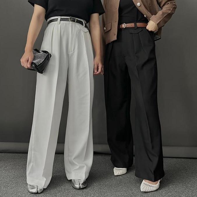 Wokex- Radeya - Gigi Pants Pleated Wide Leg - Celana Panjang Highwaist | Celana Loose Wanita | Basic