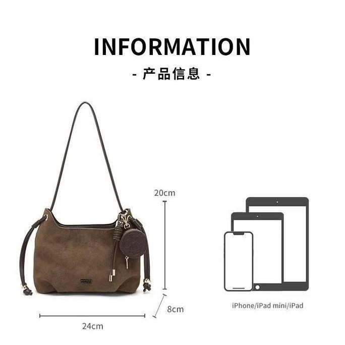 Disney Tas Hobo Wanita Mickey Mouse Bahan Suede Cokelat dengan Aksesori Dompet Koin Eksklusif