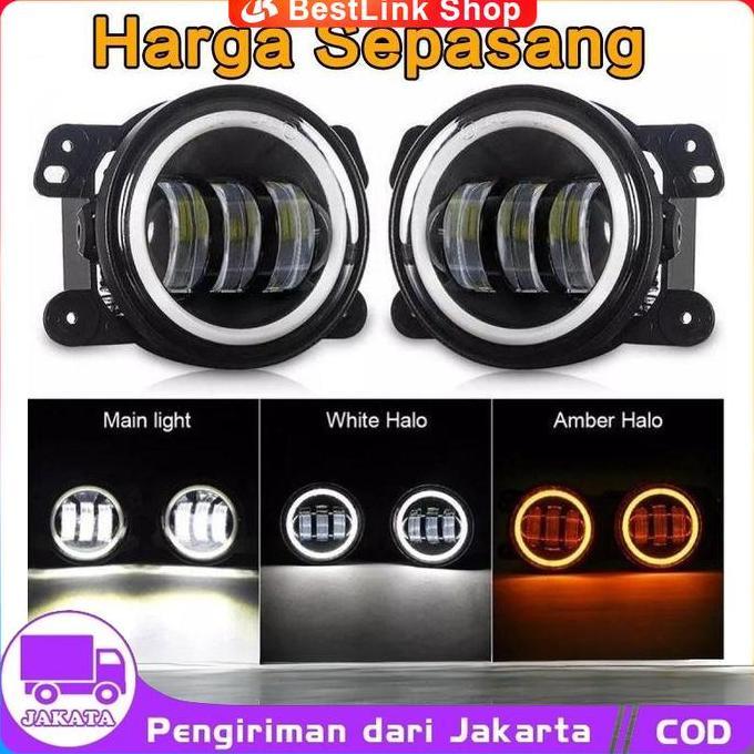 AQZEVUN 2pcs lampu daymaker foglamp 4 inch 30 watt  Fog lamp Angel aye putih kuning Lampu Foglamp LE