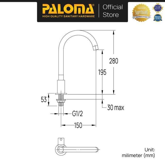 Paloma Fcp 7861 Keran Sink Angsa Keran Cuci Piring Keran Dapur Keran Wastafel Keran Air Brass Kuning