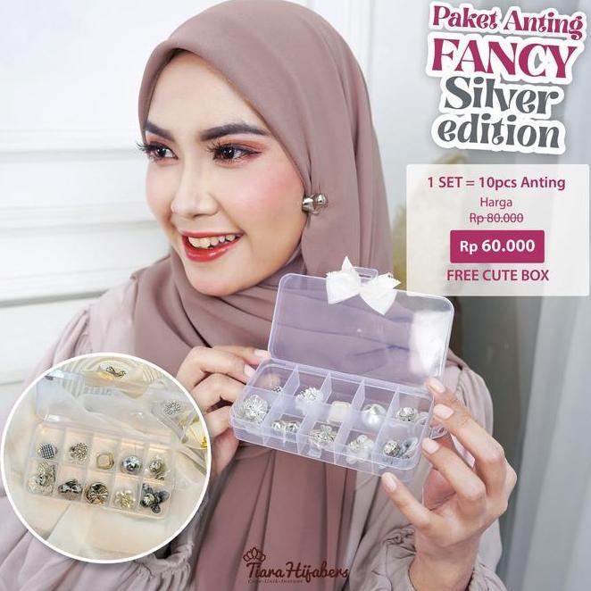 Teha Aksess Anting Klip Hijab 1 Set Anting Anting Earrings Anting Jepit Free Box Cute Pita Acceses J