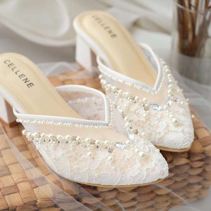 Crown Beads Heels Sepatu Payet Wedding Shoes By Cellene Wanita