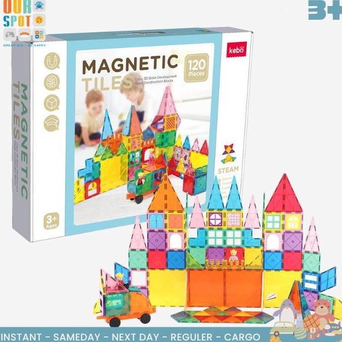 Magnetic tiles 120 pcs - KEBO - Mainan Edukasi - STEAM