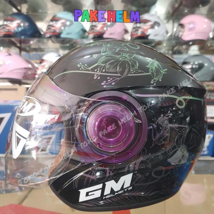 HELM HIJAB GM POP ANTI PUSING CEPOL WANITA  CRYSTAL BLACK PINK