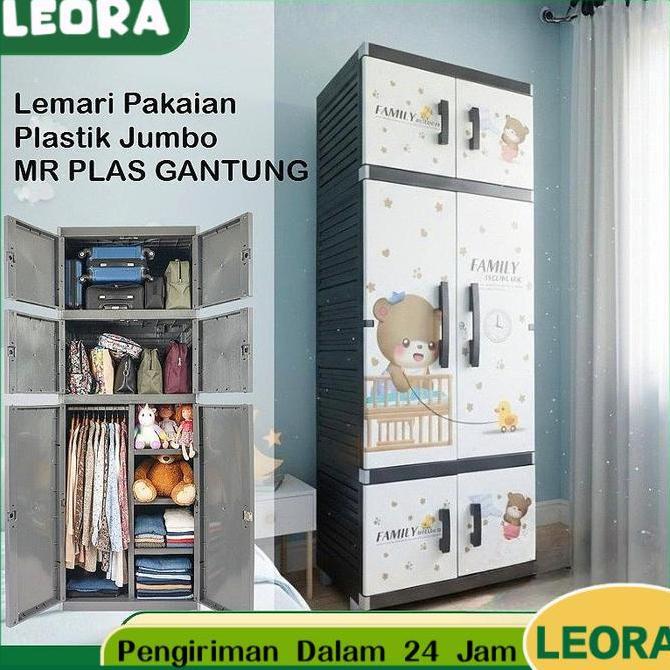 LEORA Lemari Pakaian Plastik MR PLAS STICKER JUMBO Lemari Gantungan Lemari Cermin Lemari Kunci Lemar