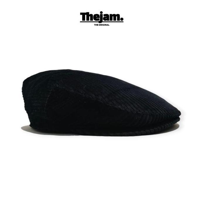 Thejam. Topi klasik ivy cap corduroy black Vintage