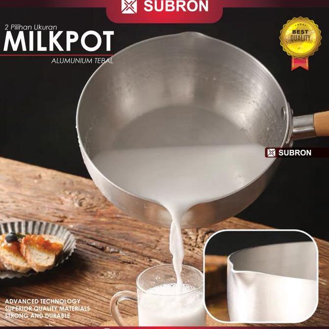 Stufato- Subron Panci Susu Alumunium Tebal Aloy 18Cm 20Cm 22Cm Pegangan Kayu