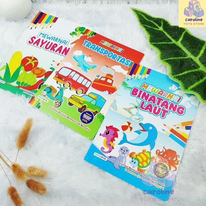Lansungkirim- Buku Mewarnai Anak 2-5 Tahun Isi 3 Buku Free Crayon