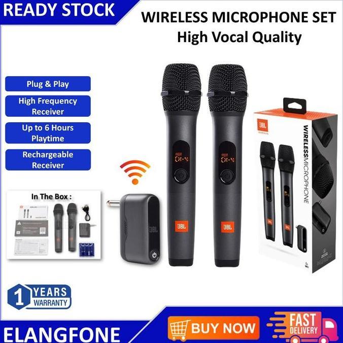 JBL Microphone Wireless 2 Mic Profesional Mic Karaoke With Receiver