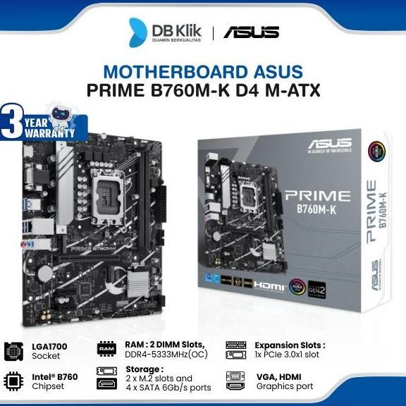 Motherboard ASUS PRIME B760M-K D4 m-ATX LGA1700 HDMI VGA - B760M K