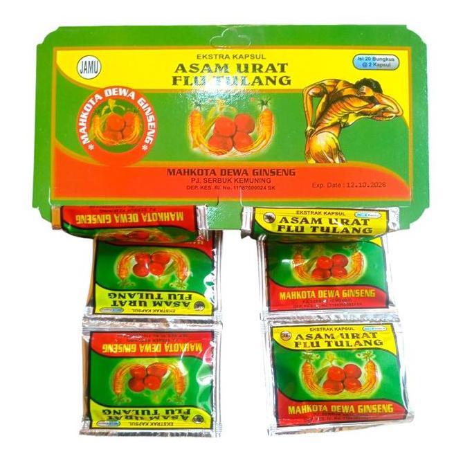 Zerox- Kapsul Herbal Mahkota Dewa Plus Ginseng Flu Tulang,Asamurat