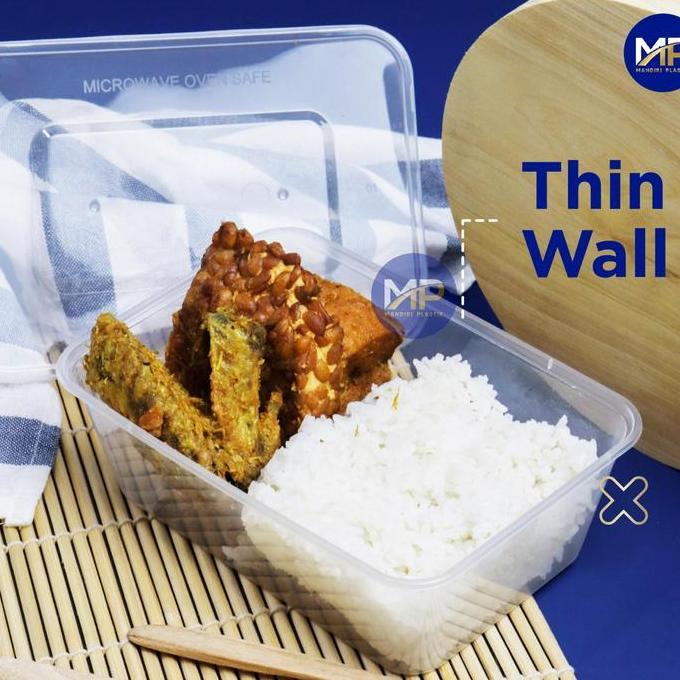 THINWALL RECTANGLE OT 1000ML CUP MIKA OTI FOOD CONTAINER KOTAK MAKAN PLASTIK PERSEGI PANJANG 1000ML 