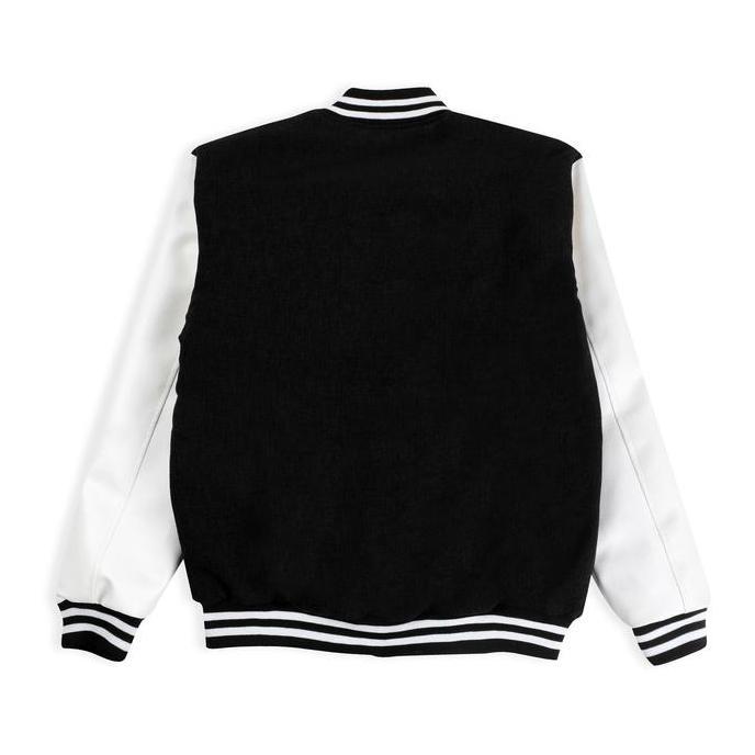 Uomo- Eternalworks Varsity Jacket Black White Jaket Varsity