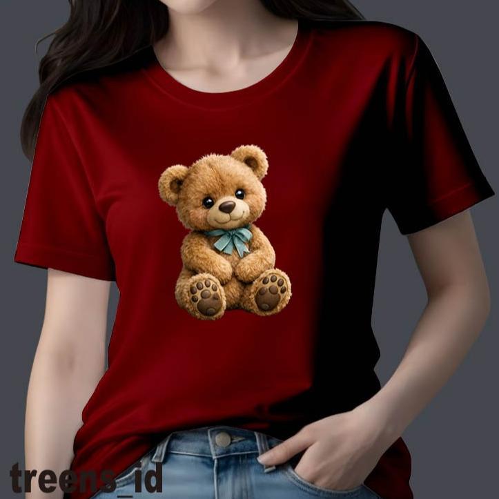 Tahan Lama Treens_Id-Kaos Distro Wanita / Beli 3 Geratis Headsed Extrabass / Kaos Anak Beruang Lucu 