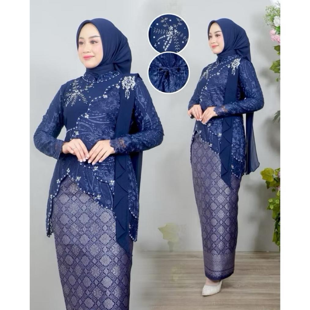 Premium ( Free Hijab ) Kebaya Keisha Slendang / Kebaya Modern / Kebaya Payet / Baju Pesta / Kebaya W
