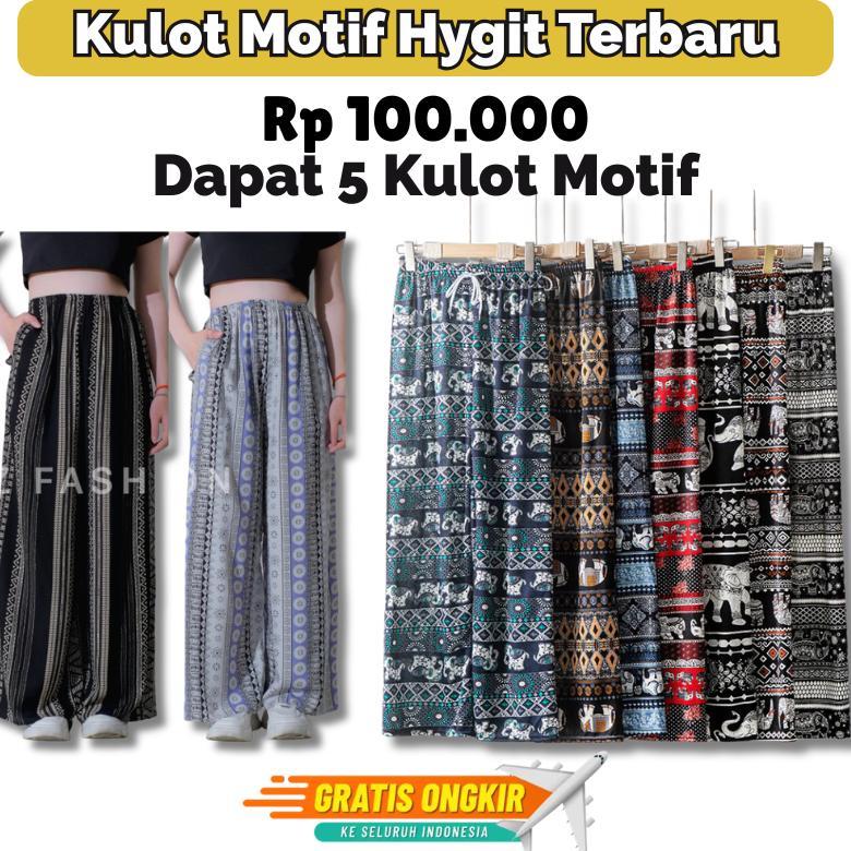 Promo Baru Celana Kulot Wanita Motif Kekinian | Promo 100Rb Dapat 5 | Kulot Santai Fashion