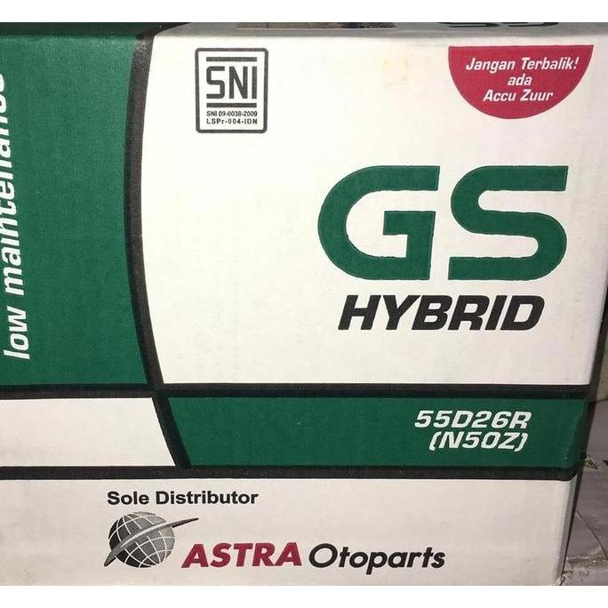 Aki Mobil Gs Astra Type Gs Hybrid 55D26R N50Z 12V 60Ah -12306