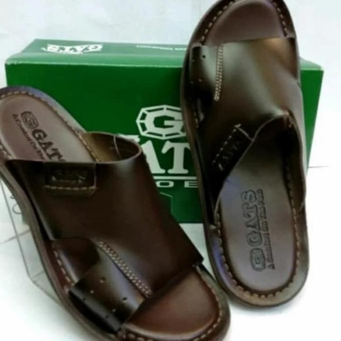 Sepatu Sandal Pria Sandal Selop Casual Pria Kulit Asli Merk Gats Hg 281 Coklat Original