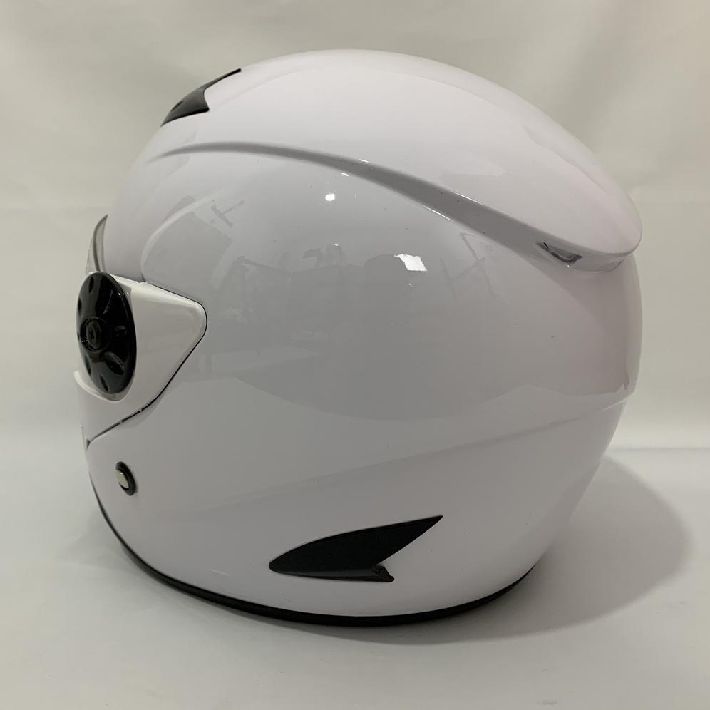 Terlaris Helm Vision 2 Putih Glossy Polos Solid - Kaca Iridium Silver Pelangi Rainbow - Helm Vision 