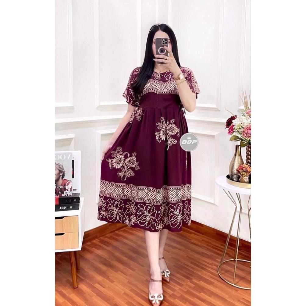 Daster Chibi Panjang Daster Wanita Daster Kekinian Daster Rayon Ld 110 Busui Resleting Depan Daster 