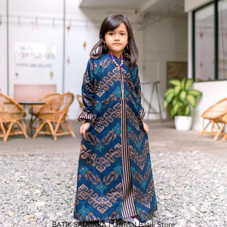Saless Dress Batik Anak Perempuan Gamis Batik Anak 2-12 Tahun Baju Batik Anak Perempuan Setelan Bati