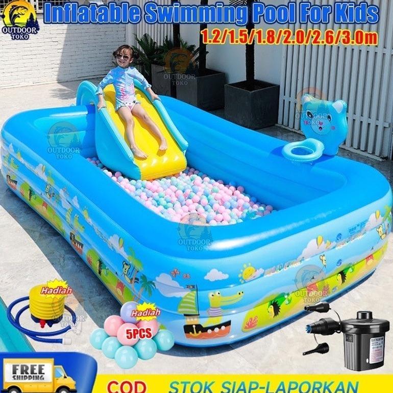 Beli 1 Dapat 7  120cm/150cm/180cm/210cm/260cm/300cm kolam renang anak pompa/kolam renang anak kolam 