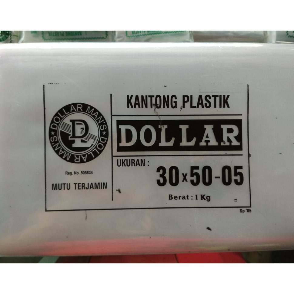 Kantong Plastik Bening Ukuran 30X50-05 / Cap Dollar 30X50
