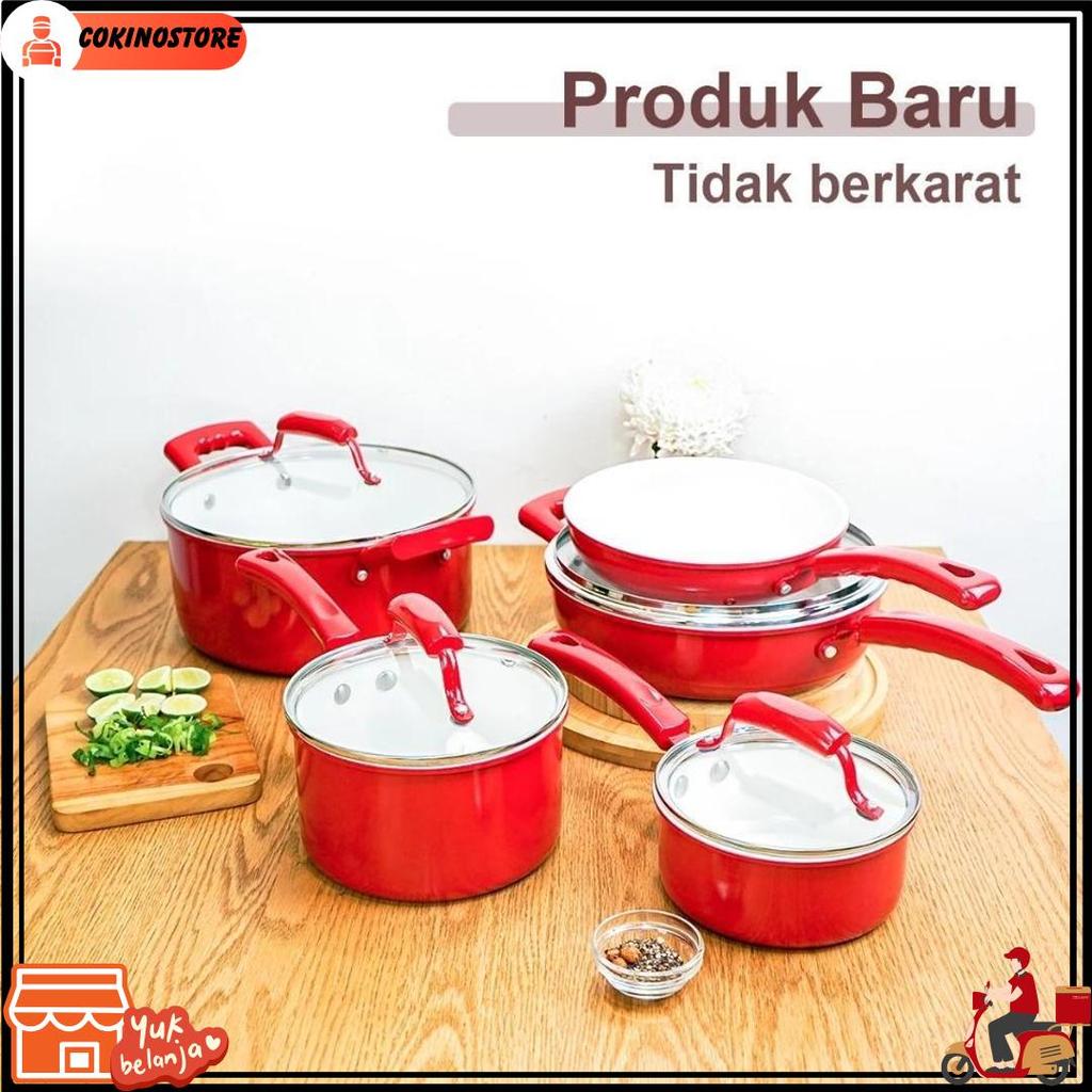 Panci 1 Pcs  Tutup Kaca Serbaguna Panci Set Lengkap Stainless Steel Kualitas Premium