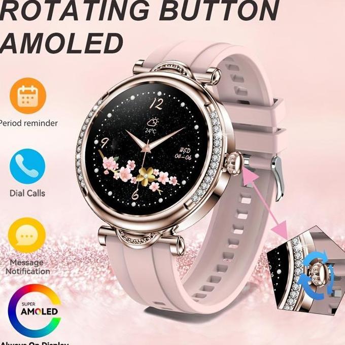 Vromdakar - BIDEN SmartWatch Wanita Luxury Berlian Layar Terang 1.27'' HD BT Call