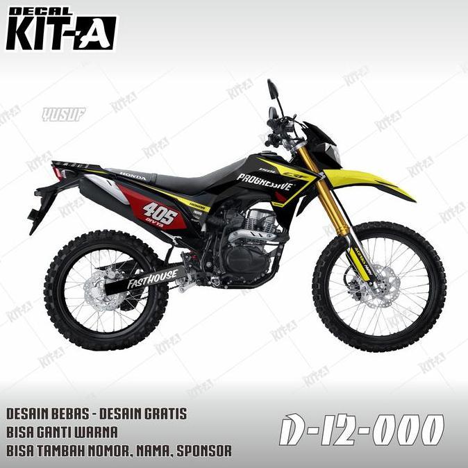 Stiker CRF 150L decal setiker CRF 150L stiker motor MOTIF Merah Hitam Lis Kuning Stabilo