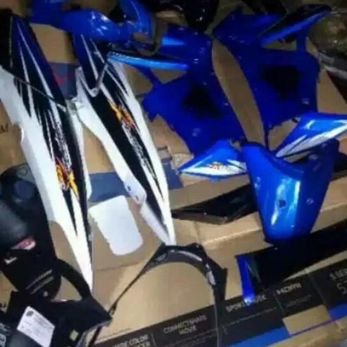 Full Cover Body Halus Kasar Supra X 125 Lama Biru Putih plus Striping.