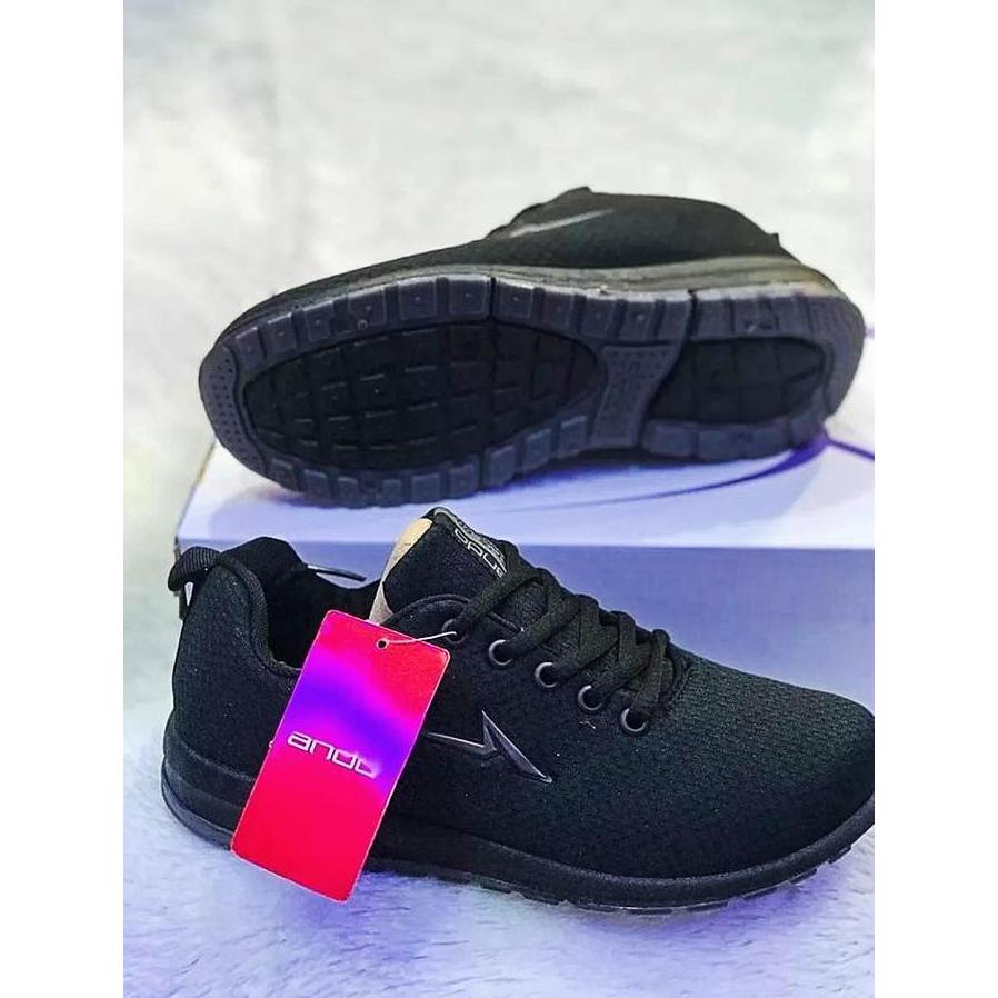 Sepatu Pria Sepatu Sneakers Ando Liam 33-43 Pria Dewasa - Hitam/Hitam Putih Casual Shoes Black Sneke